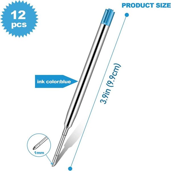 10/20pcs 9.9cm Metal Ballpoint Pen Refills Blue & Black Ink Rods 1.0mm Medium Point Roller Ball Pens Refill - Image 3