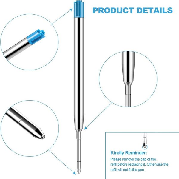 10/20pcs 9.9cm Metal Ballpoint Pen Refills Blue & Black Ink Rods 1.0mm Medium Point Roller Ball Pens Refill - Image 4