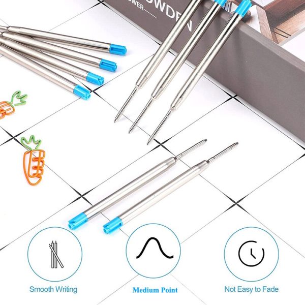10/20pcs 9.9cm Metal Ballpoint Pen Refills Blue & Black Ink Rods 1.0mm Medium Point Roller Ball Pens Refill - Image 5