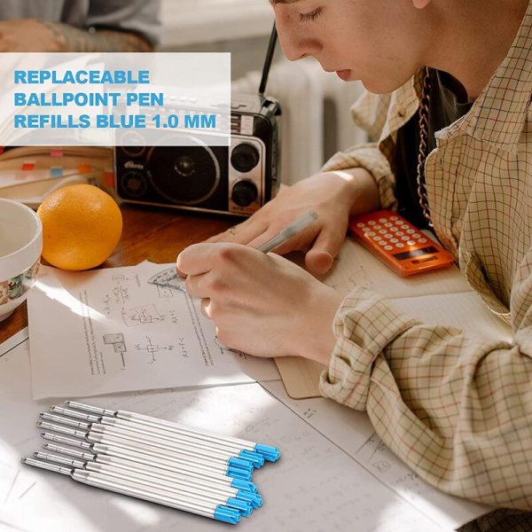 10/20pcs 9.9cm Metal Ballpoint Pen Refills Blue & Black Ink Rods 1.0mm Medium Point Roller Ball Pens Refill - Image 6