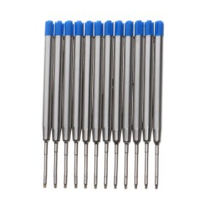 10 Pcs/Pack Metal Ballpoint Pen Refill Smooth Fine 1.0mm Blue Ink Medium Roller Ball Office Back to School Series Stationery