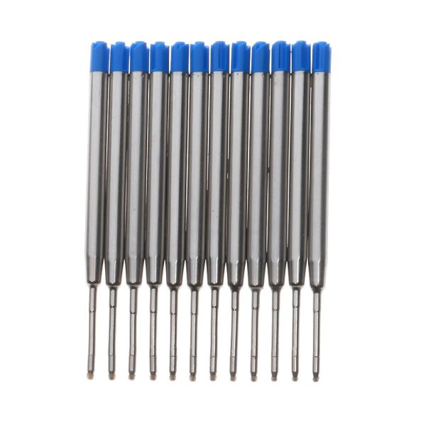 10 Pcs/Pack Metal Ballpoint Pen Refill Smooth Fine 1.0mm Blue Ink Medium Roller Ball Office Back to School Series Stationery