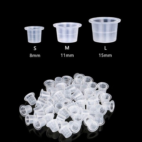 100pcs Plastic Tattoo Ink Cups 8mm 11mm 15mm Tattoo Ink Cups Holder Container Pigment Ink Caps Tattoo Accessories