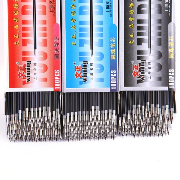 100pcs/box 0.7mm Ballpoint Pen Refill Black Blue Red Ink Replaceable Core Universal 107mm Length Press Style Pen Office Supplies
