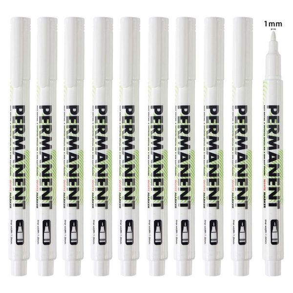 10pcs/Set White Marker Pen Graffiti Pens Waterproof Permanent Tire Painting Notebook Tyre Tread Oily Environmental Pen