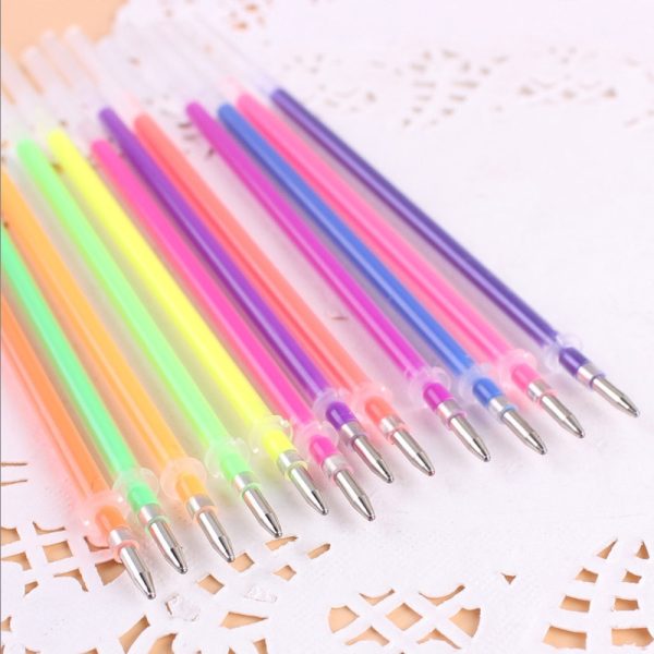 1mm 12 Pcs/set Gel Pen Refill Office Color Gel Refill Glitter Rods Ink Office School Stationery Writing Supplies Handles - Image 2