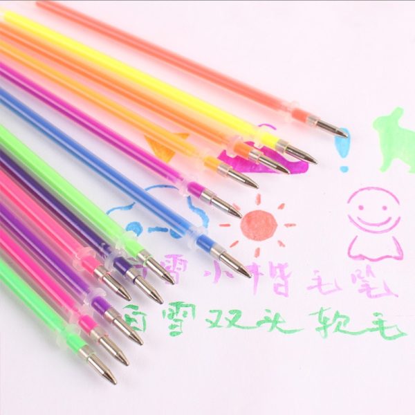 1mm 12 Pcs/set Gel Pen Refill Office Color Gel Refill Glitter Rods Ink Office School Stationery Writing Supplies Handles - Image 3