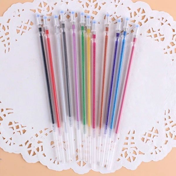 1mm 12 Pcs/set Gel Pen Refill Office Color Gel Refill Glitter Rods Ink Office School Stationery Writing Supplies Handles - Image 6