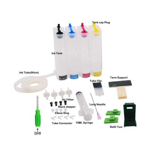 4 Color DIY CISS Ink Tank Replacement for HP 121 122 123 140 141 300 301 302 304 650 DIY Kits Continuous Ink Supply System - Image 2