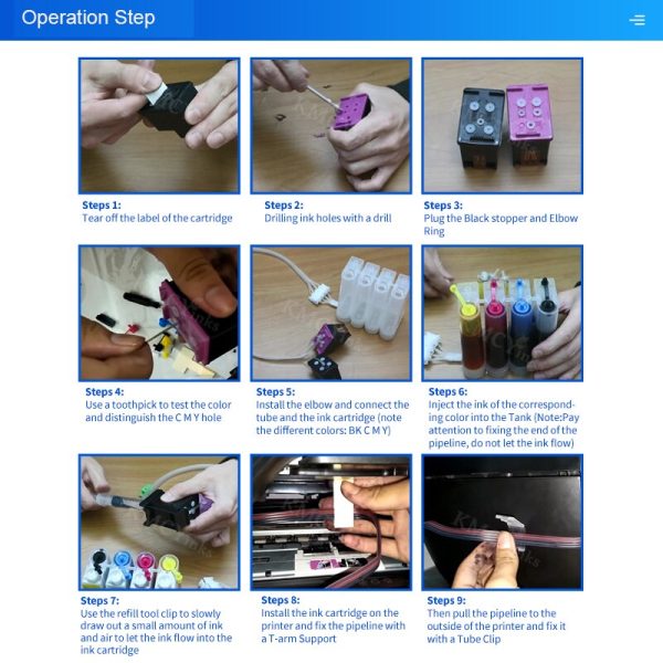 4 Color DIY CISS Ink Tank Replacement for HP 121 122 123 140 141 300 301 302 304 650 DIY Kits Continuous Ink Supply System - Image 6