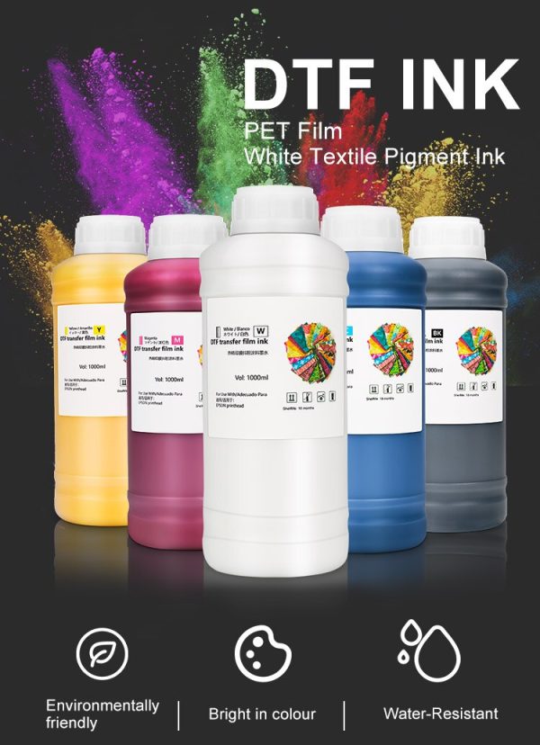 5 pieces/set 1000ml heat transfer A3 A4 pet film ink dtf white ink for epson i3200 xp600 l1800 dtf printers