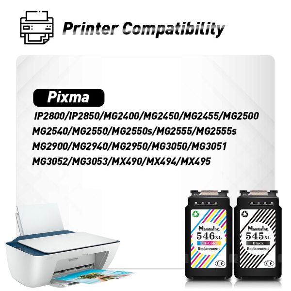 545XL 546 XL Cartridge Replacement For Canon PG545 PG 545 For Pixma IP2800 IP2850 MG2400 MG2450 MG2455 MG2500 Printer - Image 2