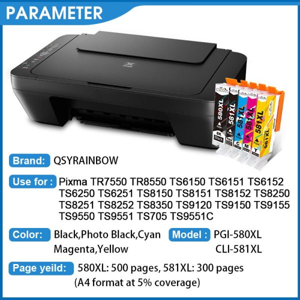 580 Compatible PGI CLI 581 XL ink Cartridge For CANON TS9550 TS9551 TS705 TS9551C TR7550 TR8550 Printer - Image 2