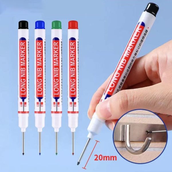 6pcs 20mm Long Head Oil Markers Pens Waterproof Multi-purpose Deep Hole Marker Pen Black/Red/Blue Ink - Image 6