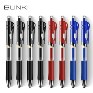 8pcs/set Retractable Gel Pen Black/red/blue ink Ballpoint for writing 0.5mm refills Office school supplies Stationery