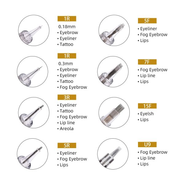 AIMOOSI 15Pcs M7 Tattoo Eyebrows Microblading Piercing Needles Pen Makeup For Semi Permanent PMU Tattoo Machine Gun Consumables - Image 4