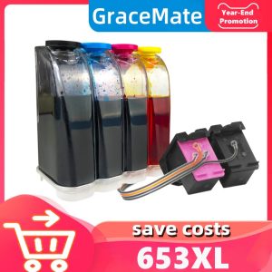 GraceMate 653XL Continuous ink supply system Replacement for hp653 HP 653 XL Ink Cartridge Ciss Deskjet Ink Advantage 6075 6475