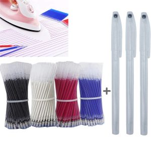 Haile 100/300pcs Heat Erasable Pens High Temperature Disappearing Fabric Marker Pen for Patchwork Fabric PU Leather Sewing Tool