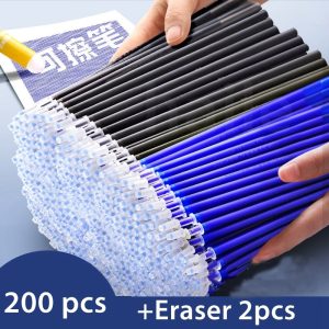 Haile 200 2Pc Magic Erasable Pen Refill Blue Black Ink 0.5mm Erasable Gel Pens Filling Refill Washable Handle For School Writing