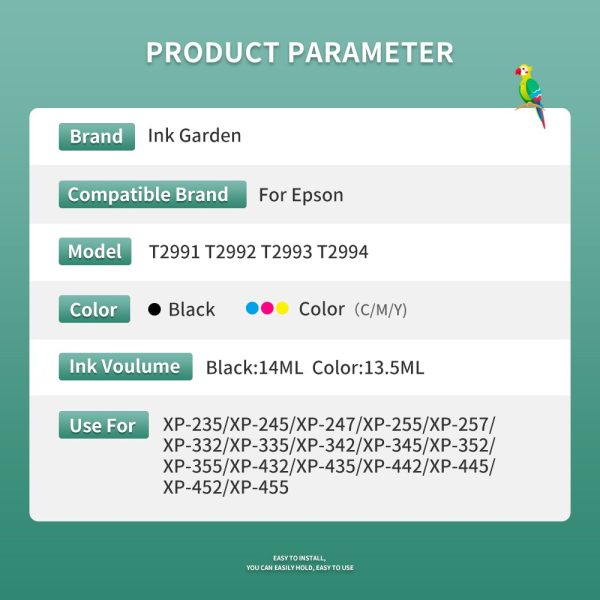 InkGarden For Epson 29XL T2991 T2991XL T29XL compatible For Epson ink Cartridges XP 235 247 245 332 335 342 345 435 432 445 442 - Image 2
