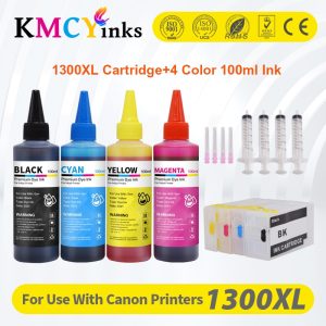 KMCYinks 4*100ml Pigment ink Refillable PGI-1300 ink cartridge PGI1300 PGI-1300XL For Canon MAXIFY MB2030 MB2330 MB2130 MB2730