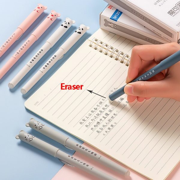 Kawaii Erasable Gel Pen Set Cute Gift 0.5mm Fine point Blue, Black Refill Pen Manga Office Writing Stationery School Supplies - Image 5