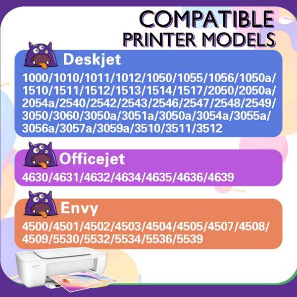 Printjoy Ink Cartridge Replacement For HP 301 HP301 XL Ink Cartridges Deskjet 4500 4501 4502 4503 4504 4505 4507 4508 Printer - Image 2