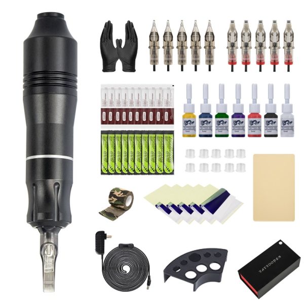 Profession Tattoo Machine Pen Tattoo Kit Power Supply Rotary Pen With Needles Tools For Permanent Makeup Machine Tattoo Artist