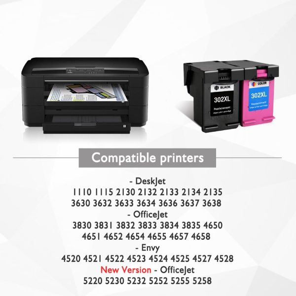 QSYRAINBOW remanufactured 302XL Replacement for HP 302 HP302 XL Ink Cartridge for Deskjet 1110 1111 1112 2130 2131 printer - Image 2