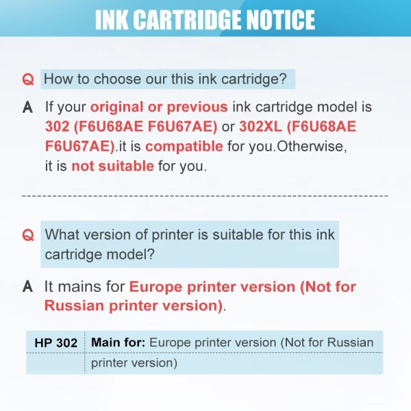 QSYRAINBOW remanufactured 302XL Replacement for HP 302 HP302 XL Ink Cartridge for Deskjet 1110 1111 1112 2130 2131 printer - Image 5