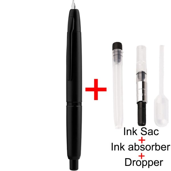 Smoothly Brand MAJOHN A1 Retro Matte Black Retractable Fountain Pen 0.4mm Extra Fine Nib Press Ink Pens for Writing Stationery - Image 6