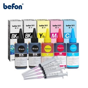 befon 5PCS/SET CMYK 100ml Universal Refill Dye Ink Compatible For HP for Canon for Brother for Epson for Lexmark for DELL Series